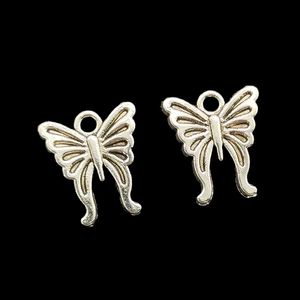 100 pièces/paquet pendentifs papillon breloques pour la fabrication de bijoux colliers boucles d'oreilles Bracelets couleur argent tibétain Antique bricolage artisanat fait main 17x15mm DH0463