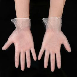 100 stks / pakje wegwerp PVC transparante handschoenen beschermende anti stof handschoenen keuken vaatwazing waterdichte beschermende handschoenen CCA12018