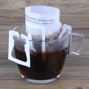 100pcs / pack goutte à goutte café filtre outils sac portable suspendu oreille style café filtres papier bureau à domicile voyage infusion café et thé outil SN197