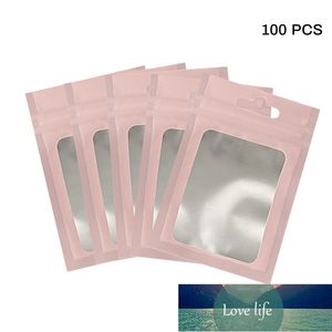 100 unids/pack bolsa de plástico con cierre de cremallera mate bolsa de alimentos con holograma de papel de aluminio bolsas pequeñas impermeables con cremallera resellable 3 tamaños