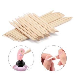 100 -stcs/pack nagel art oranje houten stick cuticle duwer remover manicure pedicure care duwer schoonheid nagels gereedschap