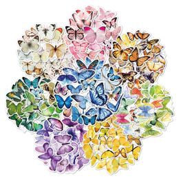 8 groupes de motifs de papillons, base transparente, autocollant PET, blanc, jaune, rose, vert, violet, autocollants colorés, styles fantômes, décalcomanies de papillons