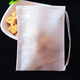 100pcs / pack sachets de filtre à thé pochette à cordon jetable non-tissé multifonction sachets de thé à cordon 5 * 7 cm sceller passoires à thé CCA12627