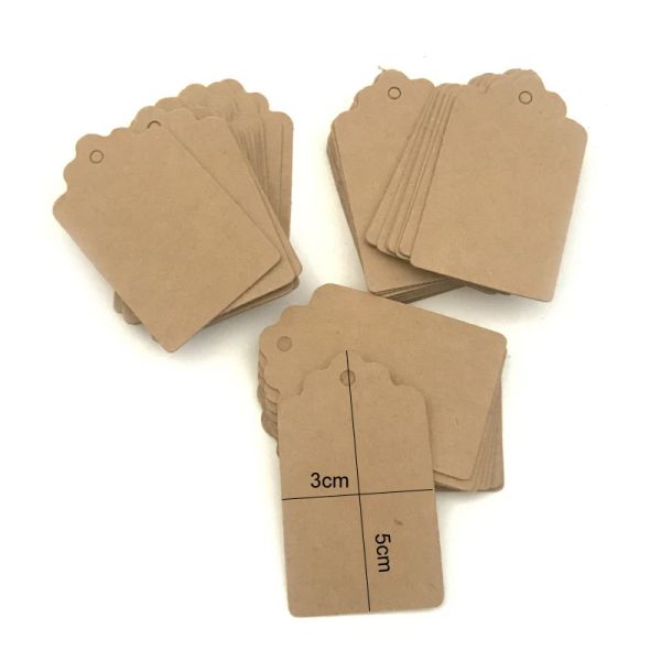 100pcs Étiquette d'emballage Brown Kraft Paper Tags DIY SCALlop Heart Star Christmas Label Mariage de mariage DÉCORATION DE CADE GYH