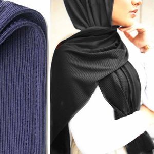 100 stks verpakking hoge qualitty geribbelde jersey sjaal elegante winter vrouwen moslim stretchy hijabs