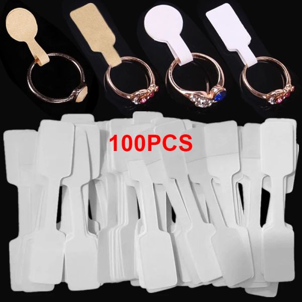 100pcs Paper Prix Tags autocollants bijoux de marque vierge étiquettes de bague affiche de la carte d'affichage emballage auto-sécheur