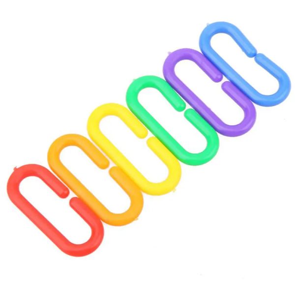 100pcs Parrot C-Clip Toy Plastic C-link Hook Chain Toys for African Grey Conure Cockatiel Colorful Parrot Hook Link Bird