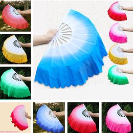 100 -stcs feestbenodigdheden Handfans Aankomst Chinese dansfan Silk Weil 5 kleuren beschikbaar voor witte fans Bone Wedding Party Favor LT334