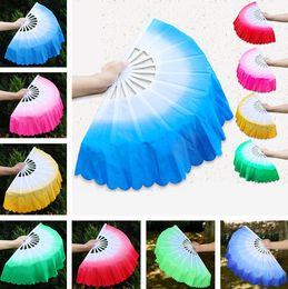 100 stcs feestbenodigdheden links en rechterhand fans aankomst Chinese dansfan Silk Weil 5 kleuren beschikbaar voor witte fans Bone Wedding Party Favor LT334