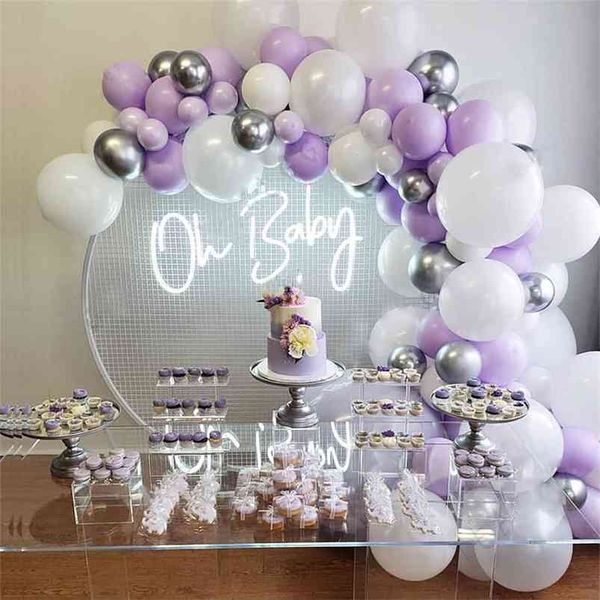 100 Unids Pastel Globo Garland Arch Kit Globos Púrpuras Cumpleaños Boda Nupcial Baby Shower Aniversario Fiesta Decoración Suministros 210719