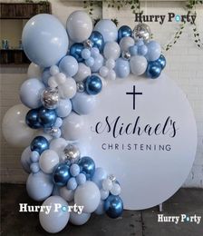 100pcs pastel macaron bleu ballons blancs garland arc kit métallique ballons bleus anniversaire de mariage baby shower fête décoration Q16661704