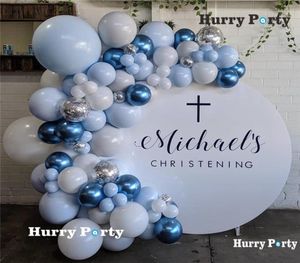 100pcs pastel macaron bleu ballons blancs garland arc kit métalliques ballons bleus anniversaire de mariage baby shower fête décoration Q13107424