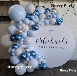 100pcs pastel macaron bleu ballons blancs garland arc kit métalliques ballons bleus anniversaire de mariage baby shower fête décoration Q14852421
