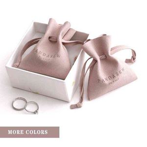 100 Unids Bolsas de joyería de viajes de negocios personalizados personalizados Packaging personalizados Bolsos elegantes Favor de la boda Microfibra Collar H1231