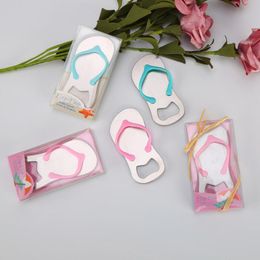 100 stks gepersonaliseerde flip flop flesopener aangepaste bruiloft bottleropeners in geschenkdoos bruids douche gunsten LX8811