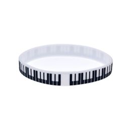 Pulsera de goma de silicona con llave de Piano, 100 Uds., ideal para usar en cualquier beneficio, regalo para fanáticos de la música 271b