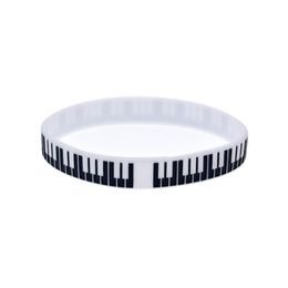 Pulsera de goma de silicona con llave de Piano, 100 Uds., ideal para usar en cualquier beneficio, regalo para fanáticos de la música 243c