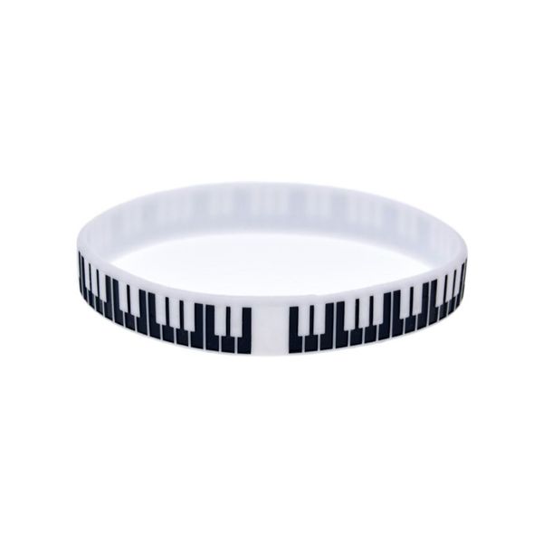 100pcs Bracelet en caoutchouc en silicone clé piano idéal à utiliser dans tout cadeau d'avantages pour les fans de musique321v