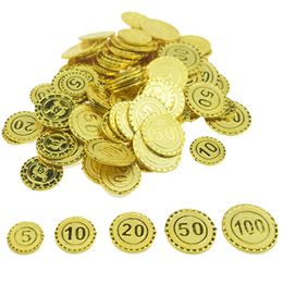 100 stcs Pirates Gold Coins Games schat munt Kinderparty's munten Prop Kid verjaardag Halloween Pirate Party Decoration Supplies