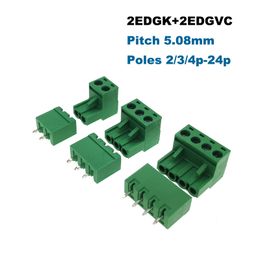 100pcs Pitch 5.08 mm 2/3/4p Tornillo enchufable PCB Terminal Bloque 2EDGK 2EDGRC 2EDGVC CONECTOR MALA/FEMPLE