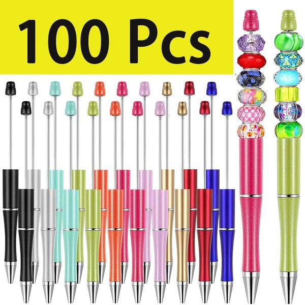 Stylos à perles en plastique, 100 pièces, Kit de fabrication de perles pour bricolage, bureau, école, enfants, étudiants, infirmières, 240229