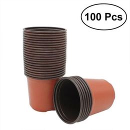 100 stuks Plastic Tuin Kwekerij Potten Bloempot Zaailingen Planter Containers Set 9 6 8 cm 3 5 2 4 3 1 inch Plant Bloempot Y200723304m