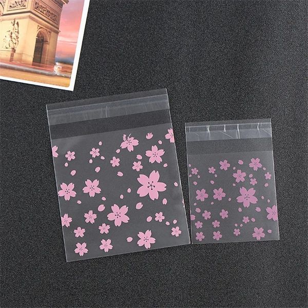 100pcs plastique transparent transparent givré cerise bonbon biscuit emballage sac bricolage bicolage