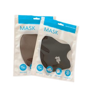 100 pcs En Plastique Zip Lock Masques Paquet Sacs Jetable Zipper Auto Emballage Sacs Sacs avec Cintre Titulaire Imprimé Mounth Masque De Stockage