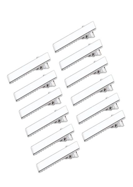 Pinces à cheveux crocodile plates en fer platine, 100 pièces, résultats de bricolage, accessoires pour cheveux, fabrication 34mm 46mm 57mm 77mm340y7969728