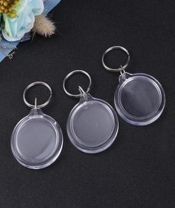 100 stcs po keychain cirkelvormige transparant blanco acryl insert po fotolijst sleutellang sleutelhouder diy split ring sleutel ketting 2817463