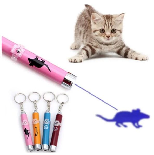 Jouets portables créatifs et amusants pour chats, 100 pièces, stylo à lumière Laser LED avec Animation lumineuse, ombre de souris pour l'entraînement des chats