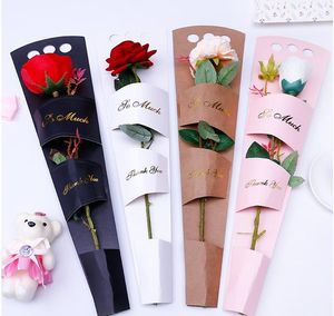 100 pièces Portable fleur sac unique Rose sac Bouquet emballage papier sacs boîtes étuis pour fleurs cadeaux emballage