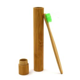 100 stks Draagbare natuurlijke bamboe tandenborstel case buis voor reizen eco vriendelijke handgemaakte heide tandborstels beschermer