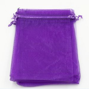 Sacs à bijoux en Organza violet avec cordon de serrage, 100 pièces, 7x9cm, Etc., sacs cadeaux pour cadeaux de mariage et de noël, 305l