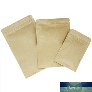 100pcs sacs d'emballage à fond plat brun kraft de qualité emballage de stockage des aliments écologique pochettes à fermeture à glissière sac en aluminium anti-humidité