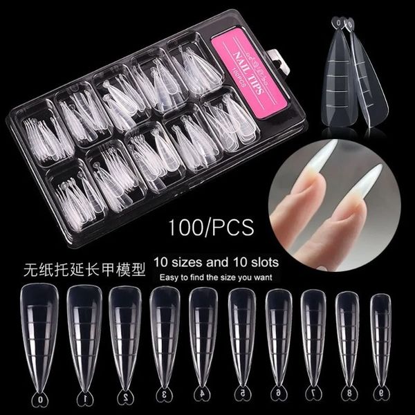 100 pièces construction rapide ongles moule conseils ongles double formes doigt Extension Nail Art UV étendre Gel doigt Stiletto ongles