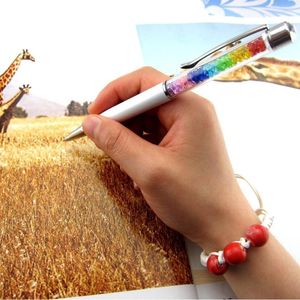 100 stks Rainbow Crystal Diamond Roller Balpen Briefpapier Lady Gift Office Materiaal Schoolbenodigdheden Custom Logo Naam