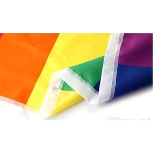 100 pçs bandeira do arco-íris 3x5ft 90x150cm lésbica gay orgulho poliéster lgbt bandeira bandeira poliéster colorido arco-íris bandeira para dezembro sqcKup bdenet