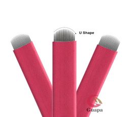 100pcs Red Flex Micoblading Needles Disposable 12cf 18U Forme Frow Permanent Makeup Blade avec 022 mm de diamètre pour les sourcils 3D2387422