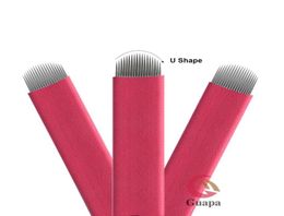 100pcs Red Flex Micoblading Needles Disposable 12cf 18u Shape Frow Permanent Makeup Blade avec 022 mm de diamètre pour les sourcils 3D7044266