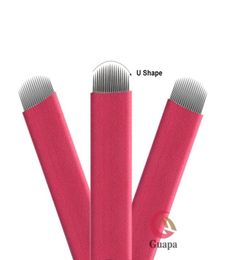100pcs Red Flex Micoblading Needles Disposable 12cf 18u Shape Frow Permanent Makeup Blade avec 022 mm de diamètre pour les sourcils 3D8028871