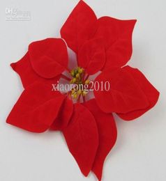 100pcs Red Silk Poinsettia Christmas Flower Heads Dia20CM787quot Flower Artificial 4621505