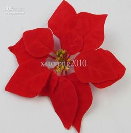 100 stks Rode Zijden Poinsettia Kerst Bloemhoofdjes Dia20cm787quot Kunstbloem8651865