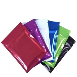 100pcs refermables sacs d'emballage à fermeture éclair colorés pochette d'emballage en papier d'aluminium Mylar différentes tailles sacs de stockage des aliments Algvc