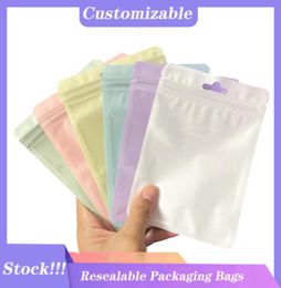 100pcs sacs d'emballage refermables petits sacs en plastique Mylar avec fenêtre transparente pour bonbons grains de café thé fleurs séchées emballage Alu2345789