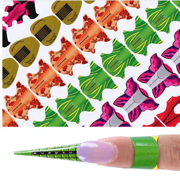 Forma de uñas 100 uds/rollo adhesivo para extensión de Gel UV cometa de flores forma cuadrada ovalada herramienta de arte puntas de bricolaje Kits de manicura