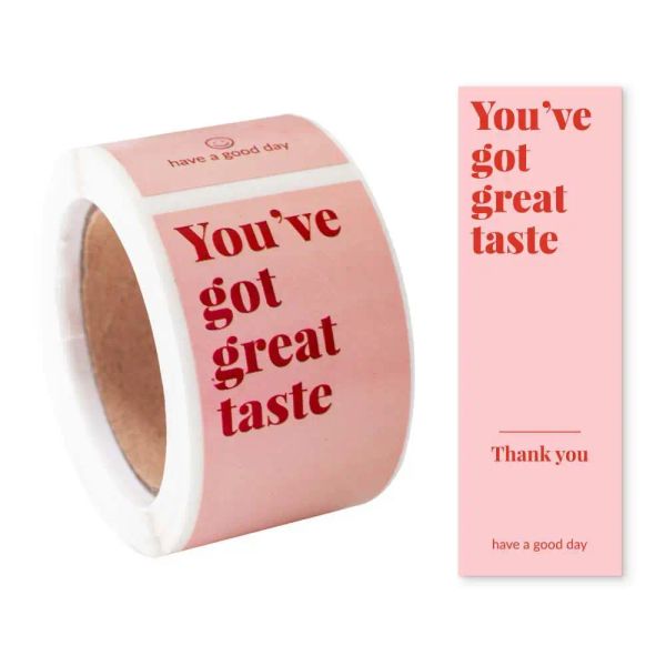 Rouleau d'autocollants roses «vous avez un bon goût», 100 pièces/rouleau, pour emballage de petite entreprise, autocollants de remerciement, pour cadeau de pâtisserie, sac de détail