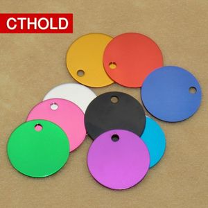 100 pcs Round Anti-Lost Tag Aluminium lege ID-tags Hanger ketting Nummer Plaatnaam Pet Gegraveerde hondenaccessoires Q1122276T