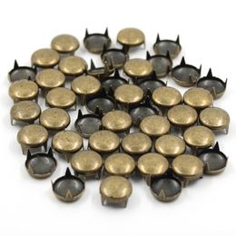 100pcs Round Rivets Gold / Silver / Black / Bronze Color Spike 6-12mm Quatre Rivets en cuir à griffe pour les accessoires de bricolage en jeans pour vêtements