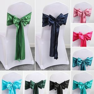 100pcs Satin Chair Sashes Wedding Indoor Outdoor Bow Ribbon Butterfly Party Event El Banquet Fair Decoration 231222